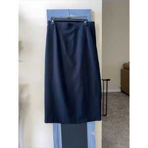 Talbots Petite Womens Black Zip & Button Wool Business Pencil Skirt Size 14